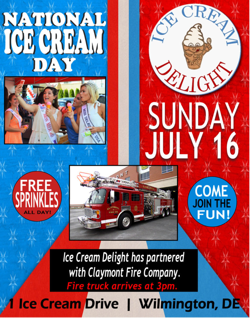 National Ice Cream Day on Sunday July 16th